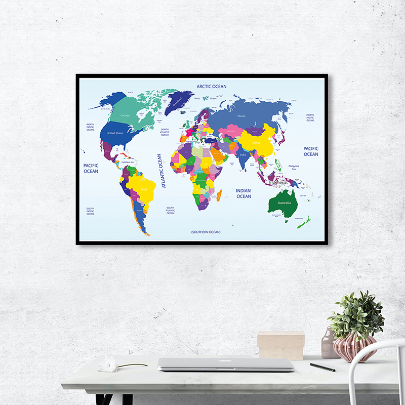 The World Political Map 80*60cm Decorative Poster C..